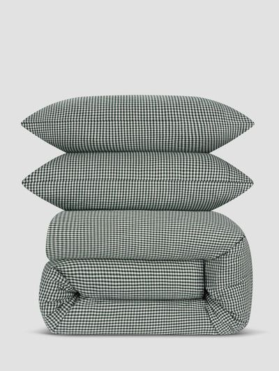 Pine Green Gingham Brushed Cotton Duvet Set