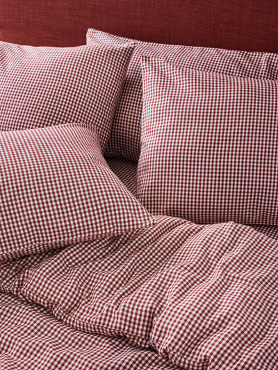 Rhubarb Gingham Brushed Cotton Pillowcases (Pair)