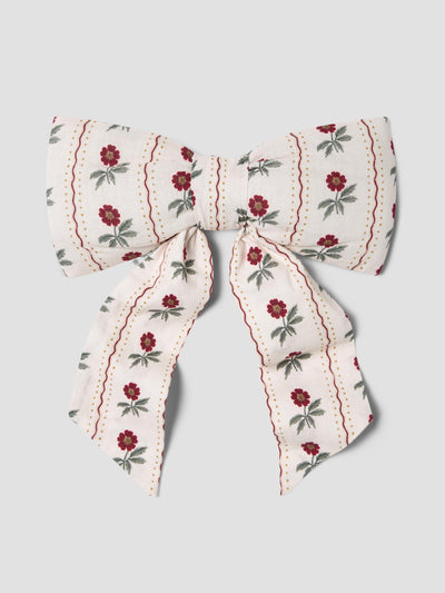 White Woodland Stripe Linen Blend Small Bow