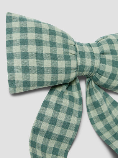 Pine Green Pembroke Gingham Linen Blend Small Bow detail