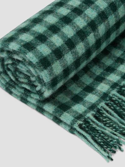 Pine Green Pembroke Gingham Wool Blanket