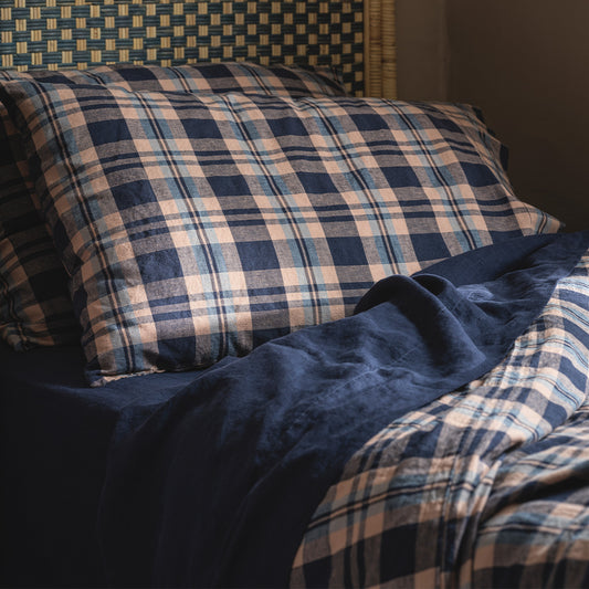 Dallington Check Linen Blend Bedding | Piglet in Bed UK