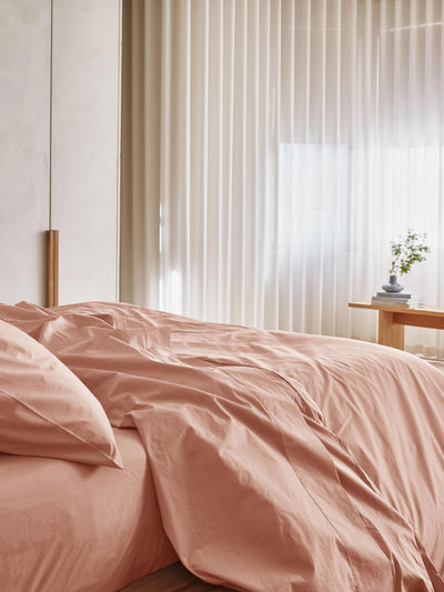 Blush Pink Washed Cotton Percale Duvet Cover - alternate image