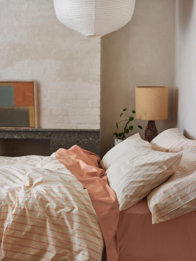 Blush Pink Slumber Stripe Cotton Duvet Cover - alternate image