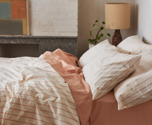 Blush Pink Slumber Stripe Cotton Duvet Cover