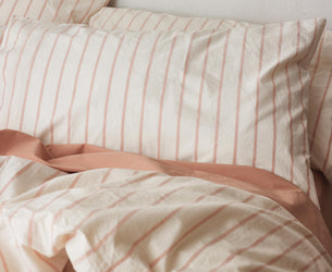 Blush Pink Slumber Stripe Cotton Pillowcases (Pair)