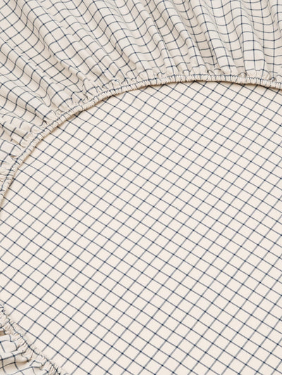 Dream Blue Burlow Check Washed Cotton Percale Fitted Sheet