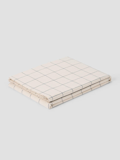 Dream Blue Burlow Check Washed Cotton Percale Flat Sheet - alternate image
