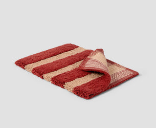 Sandstone Red Pembroke Stripe Cotton Bath Mat