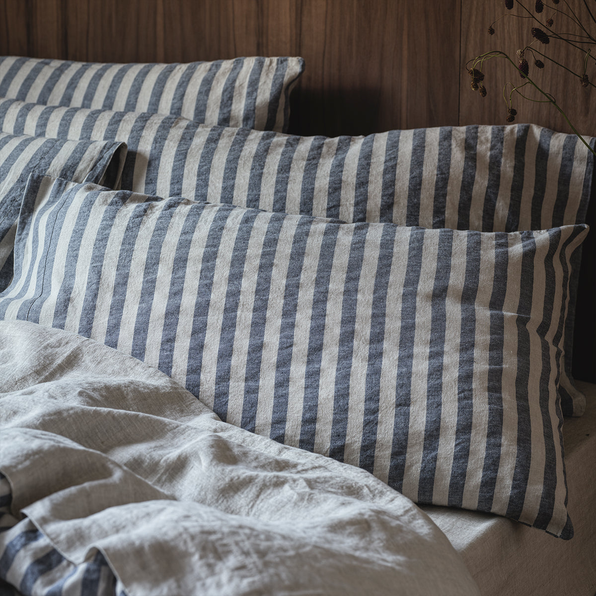 Atlantic Pembroke Stripe Linen Blend Pillowcases (Pair)