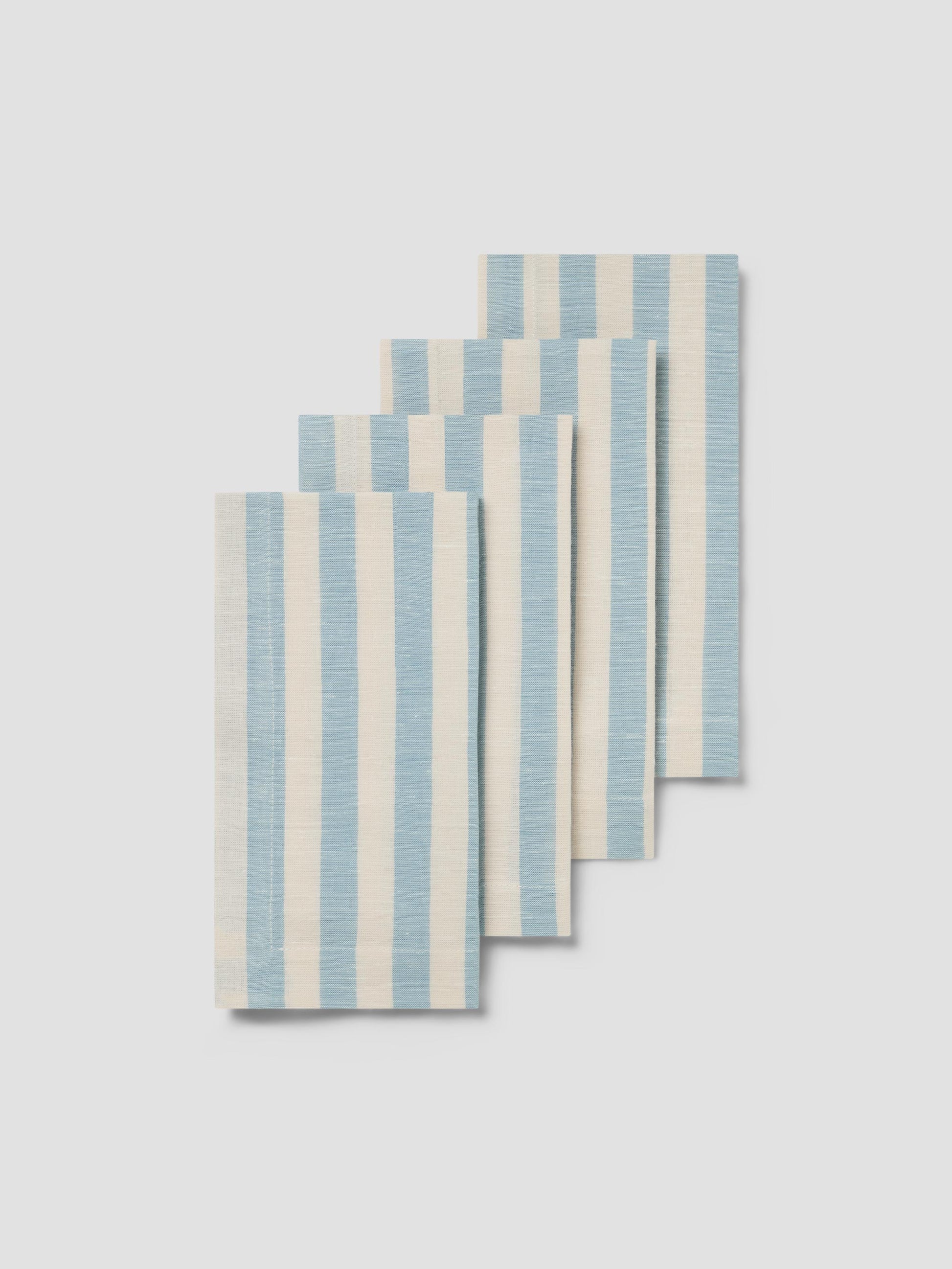 Coastal Blue Pembroke Stripe Linen Blend Napkin Set of 4