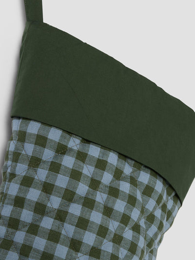 Fern Green & Dusk Blue Colour Drenched Linen Blend Christmas Stocking - alternate image