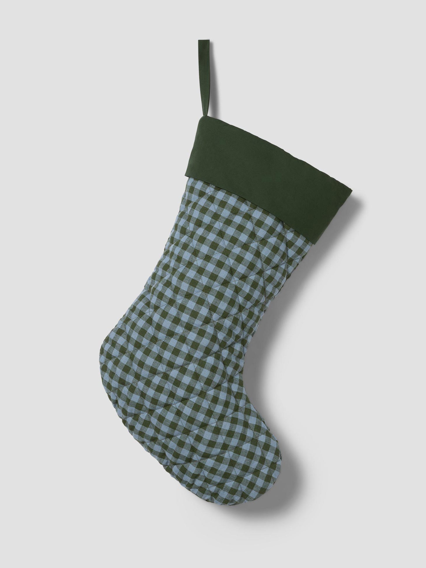 Fern Green & Dusk Blue Colour Drenched Linen Blend Christmas Stocking