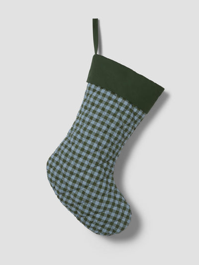 Fern Green & Dusk Blue Colour Drenched Linen Blend Christmas Stocking