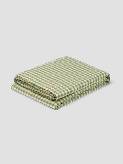 Elm Green & Butter Yellow Colour Drenched Gingham Linen Blend Fitted Sheet