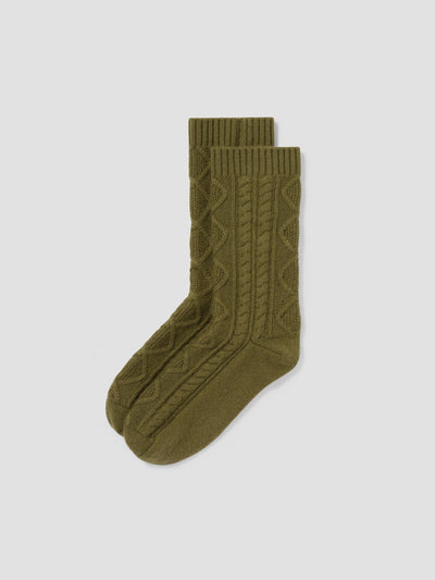Botanical Green Cosy Cable Socks