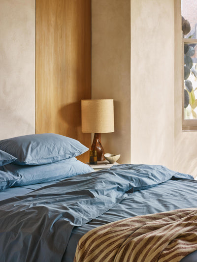 Cove Blue Washed Cotton Percale Duvet Cover - alternate image