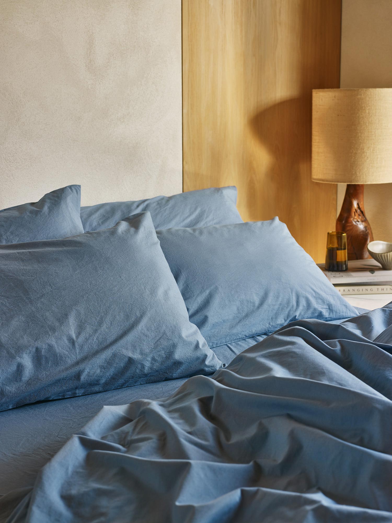 Cove Blue Washed Cotton Percale Pillowcases (Pair)
