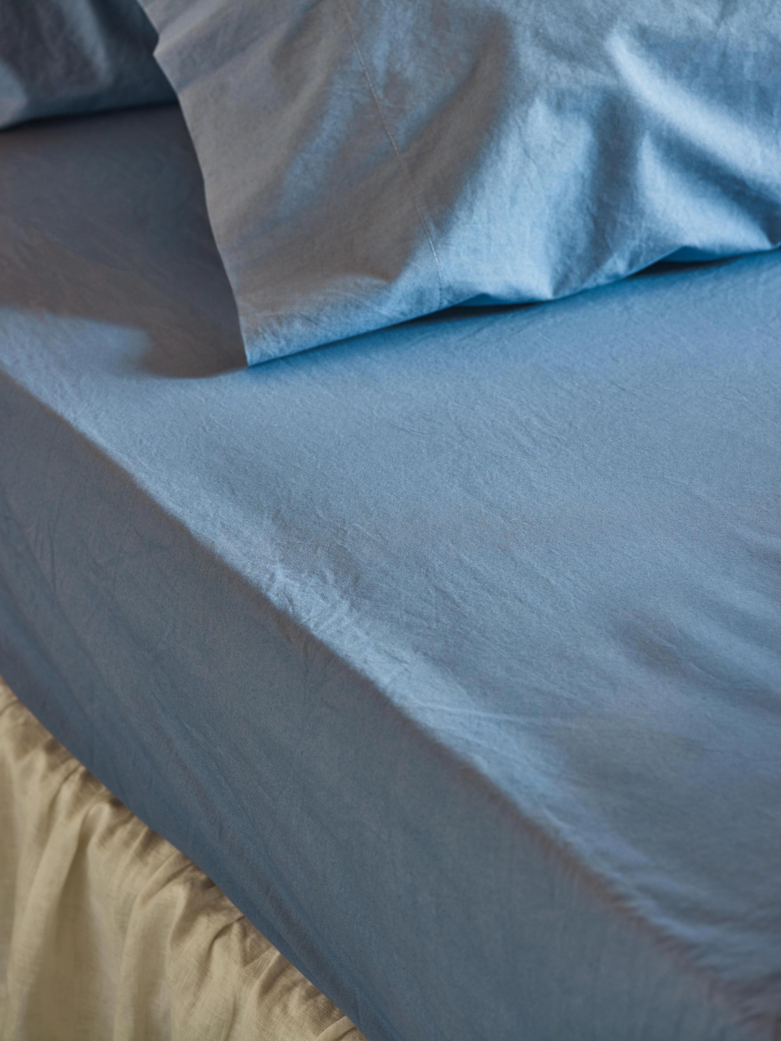 Cove Washed Percale Cotton Fitted Sheet
