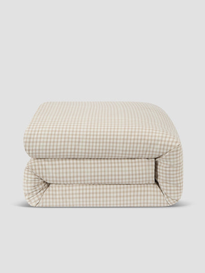 Cafe au Lait Small Gingham Cotton Duvet Cover