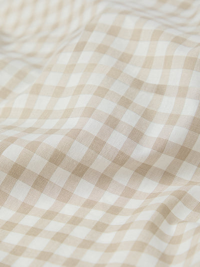 Café au Lait Gingham Washed Cotton Fitted Sheet