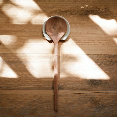 Natural Acacia Wood Round Spoon - alternate image