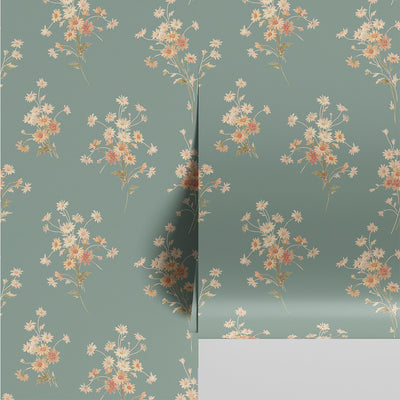 Laurel Green Daisy Bouquet Wallpaper - alternate image