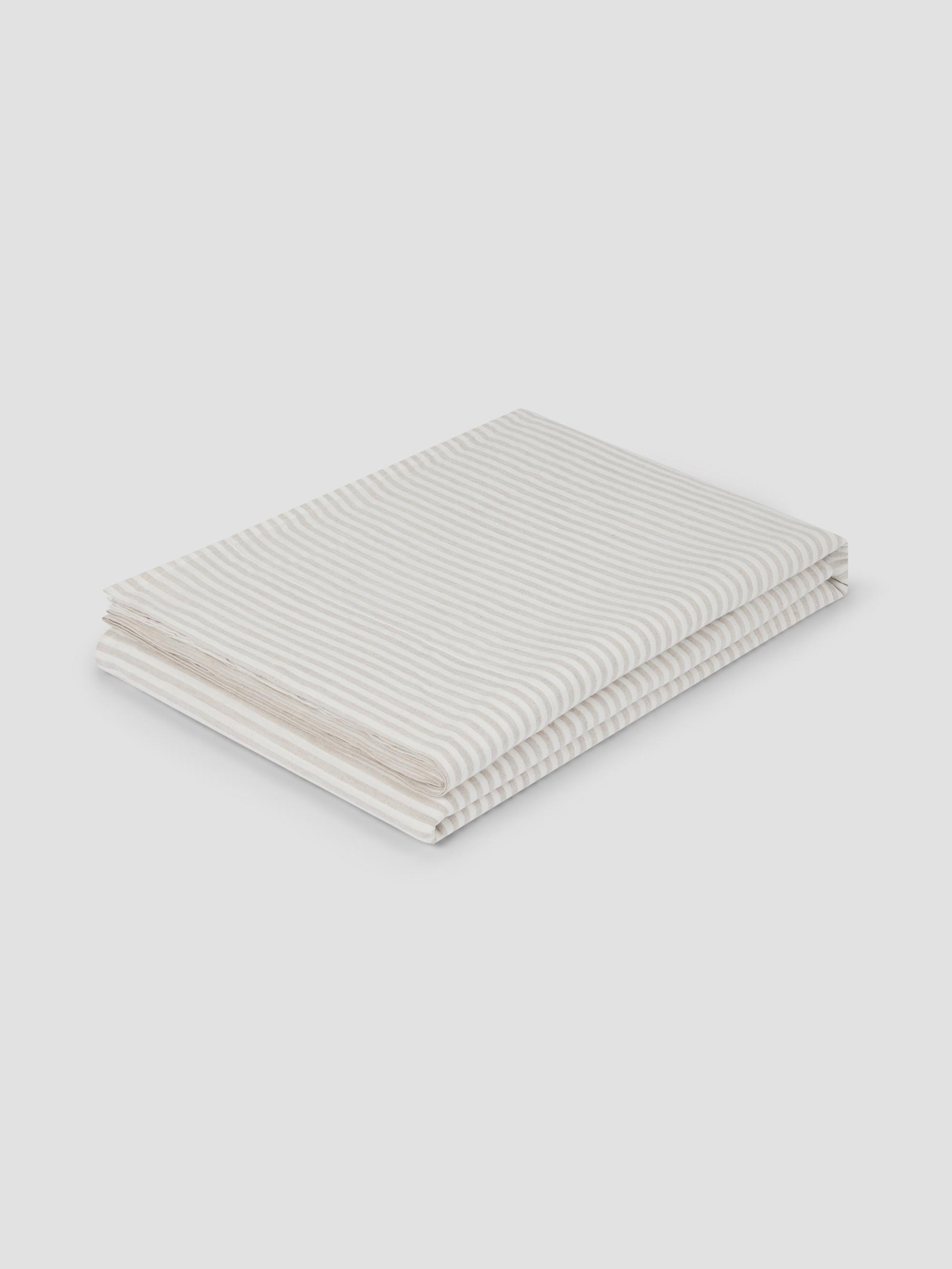 Oatmeal Stripe 100% Linen Flat Sheet