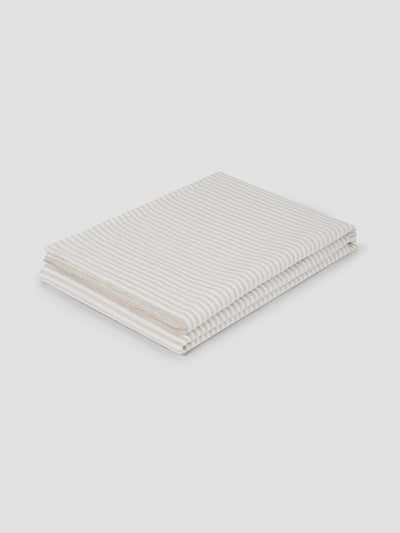 Oatmeal Stripe 100% Linen Fitted Sheet