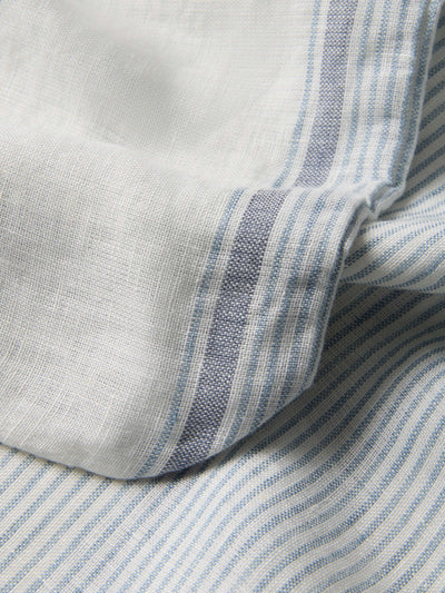 Dusk Blue Farmhouse Stripe 100% Linen Pillowcases (Pair)
