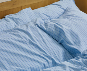 Pale Blue Favourite Shirt Stripe Cotton Pillowcases (Pair)
