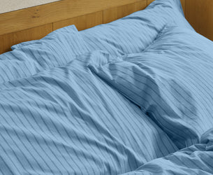 Pale Blue Favourite Shirt Stripe Cotton Pillowcases (Pair)