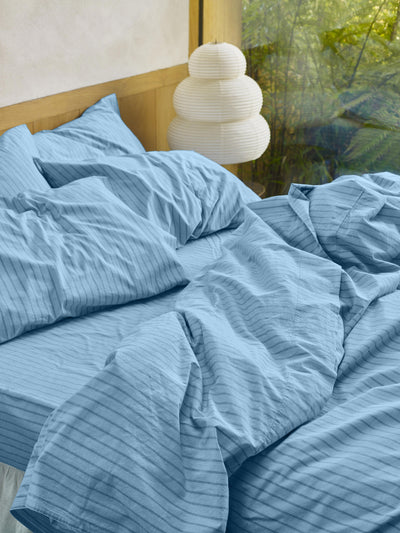 Pale Blue Favourite Shirt Stripe Cotton Duvet Cover