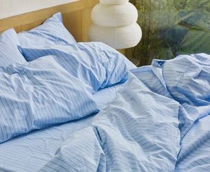 Pale Blue Favourite Shirt Stripe Cotton Duvet Cover