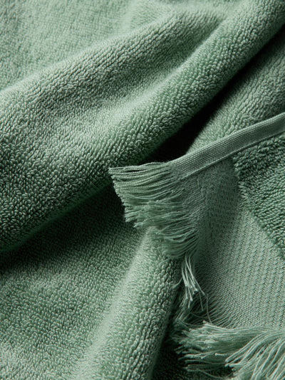Moss Green Fringe Edge Cotton Towels