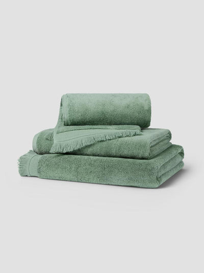 Moss Green Fringe Edge Cotton Towels