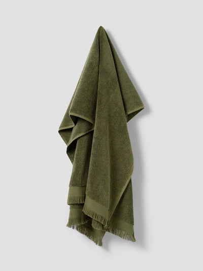 Olive Green Fringe Edge Cotton Towels