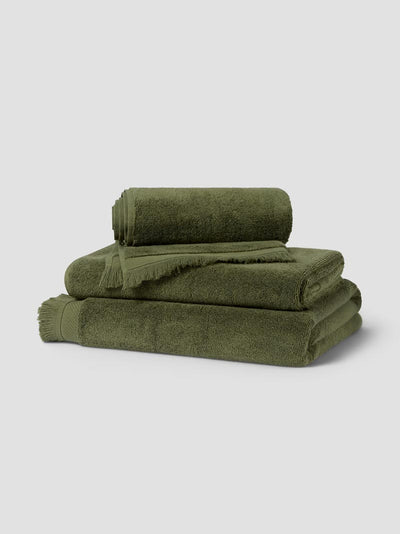 Olive Green Fringe Edge Cotton Towels