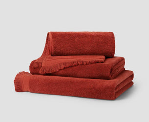 Sandstone Red Fringe Edge Cotton Towels