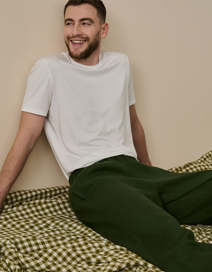 Men's Fern Green Linen Pyjama Trousers