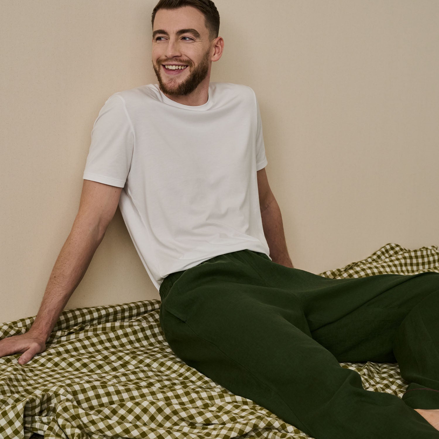 Men's Fern Green Linen Pyjama Trousers