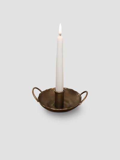 Forged Brass Dish Candle Holder