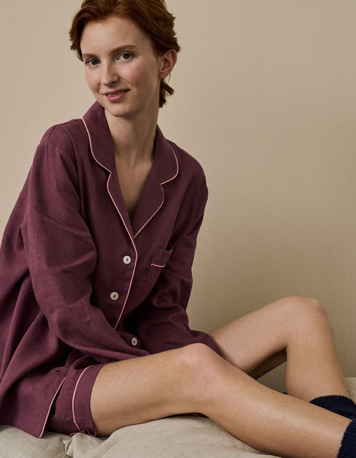 Fresh Fig Linen Pyjama Shorts Set