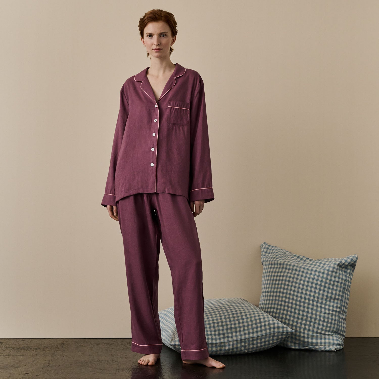 Fresh Fig Linen Pyjama Trouser Set