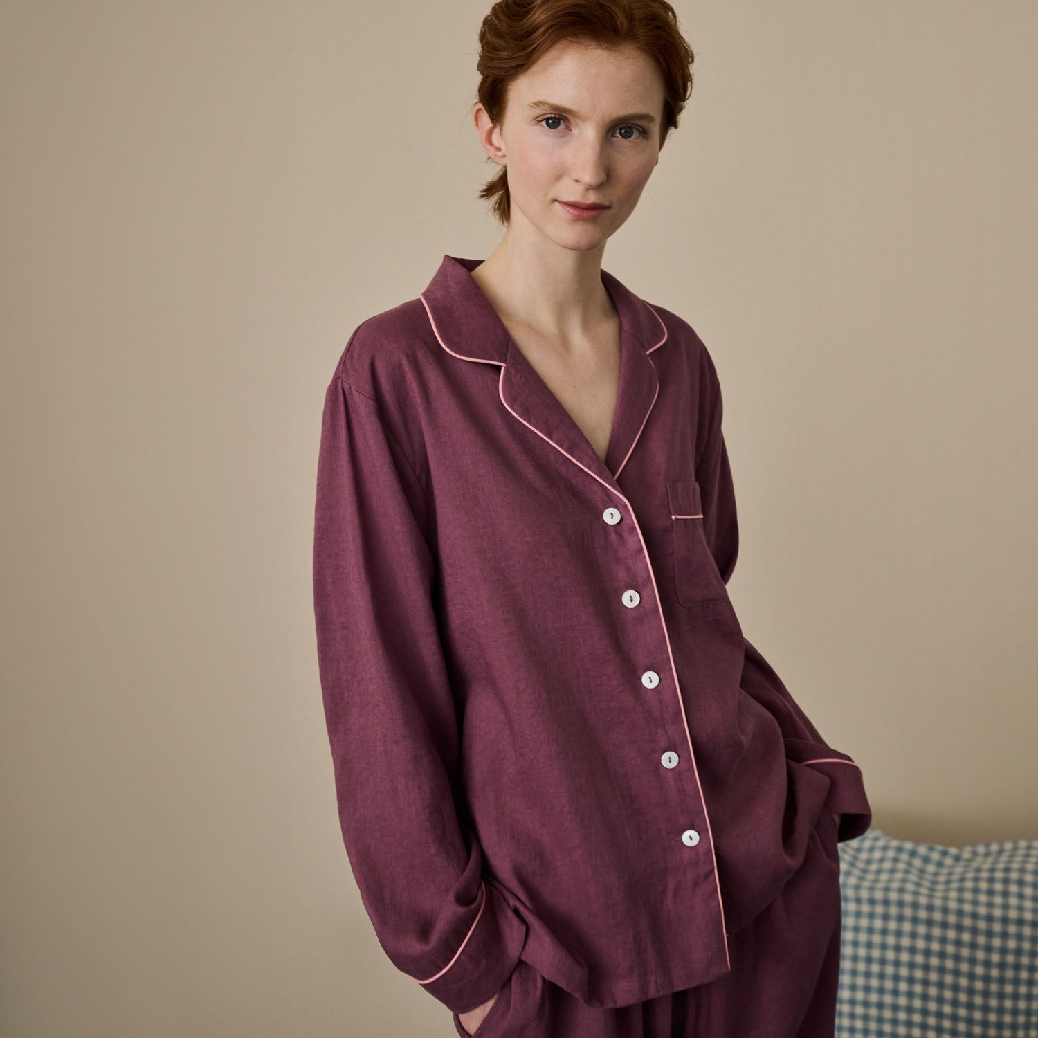 Fresh Fig Linen Pyjama Shirt