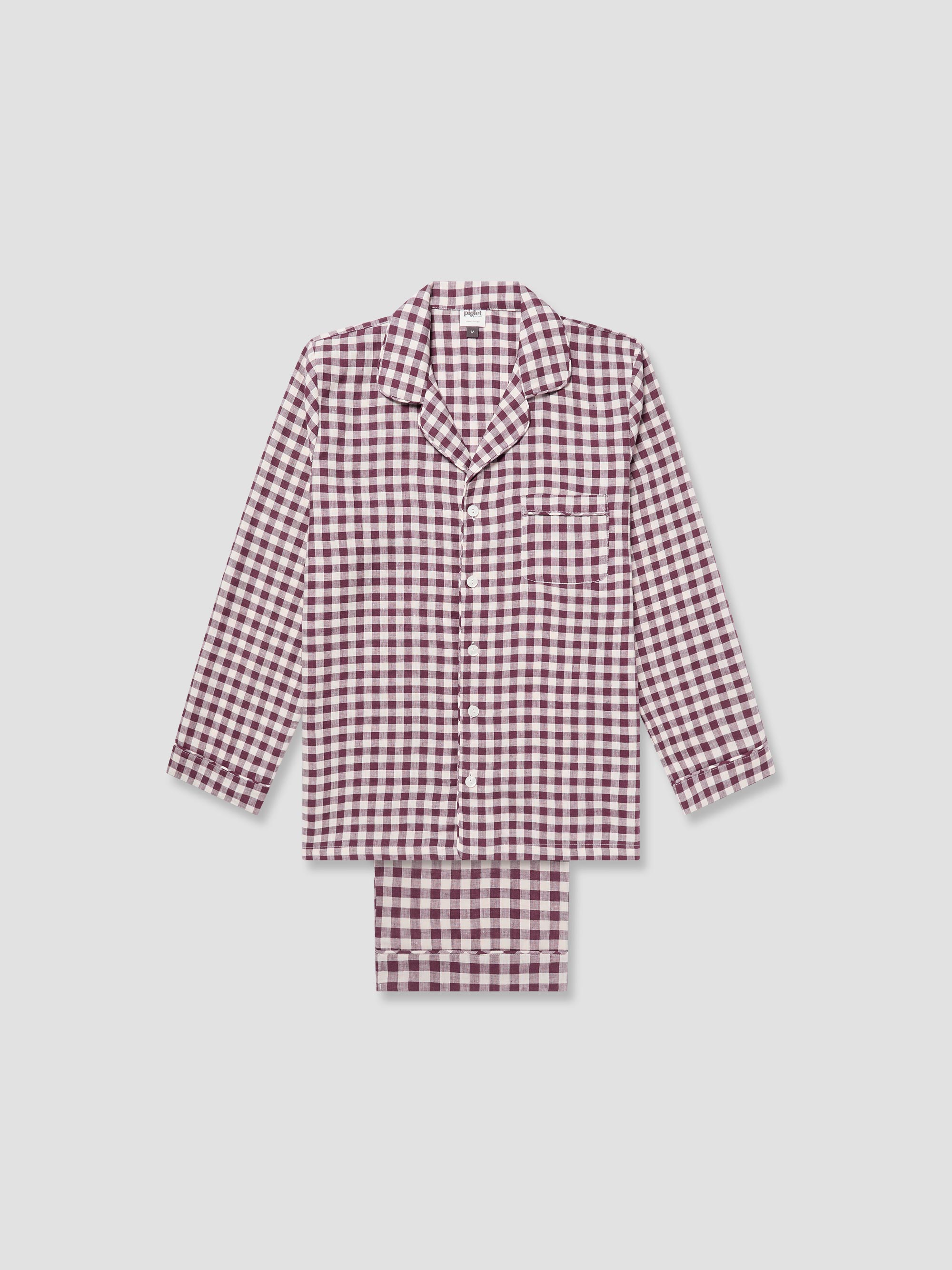 Men's Berry Gingham Pyjama Trouser Set