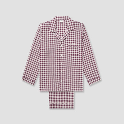 Men's Berry Gingham Pyjama Trouser Set