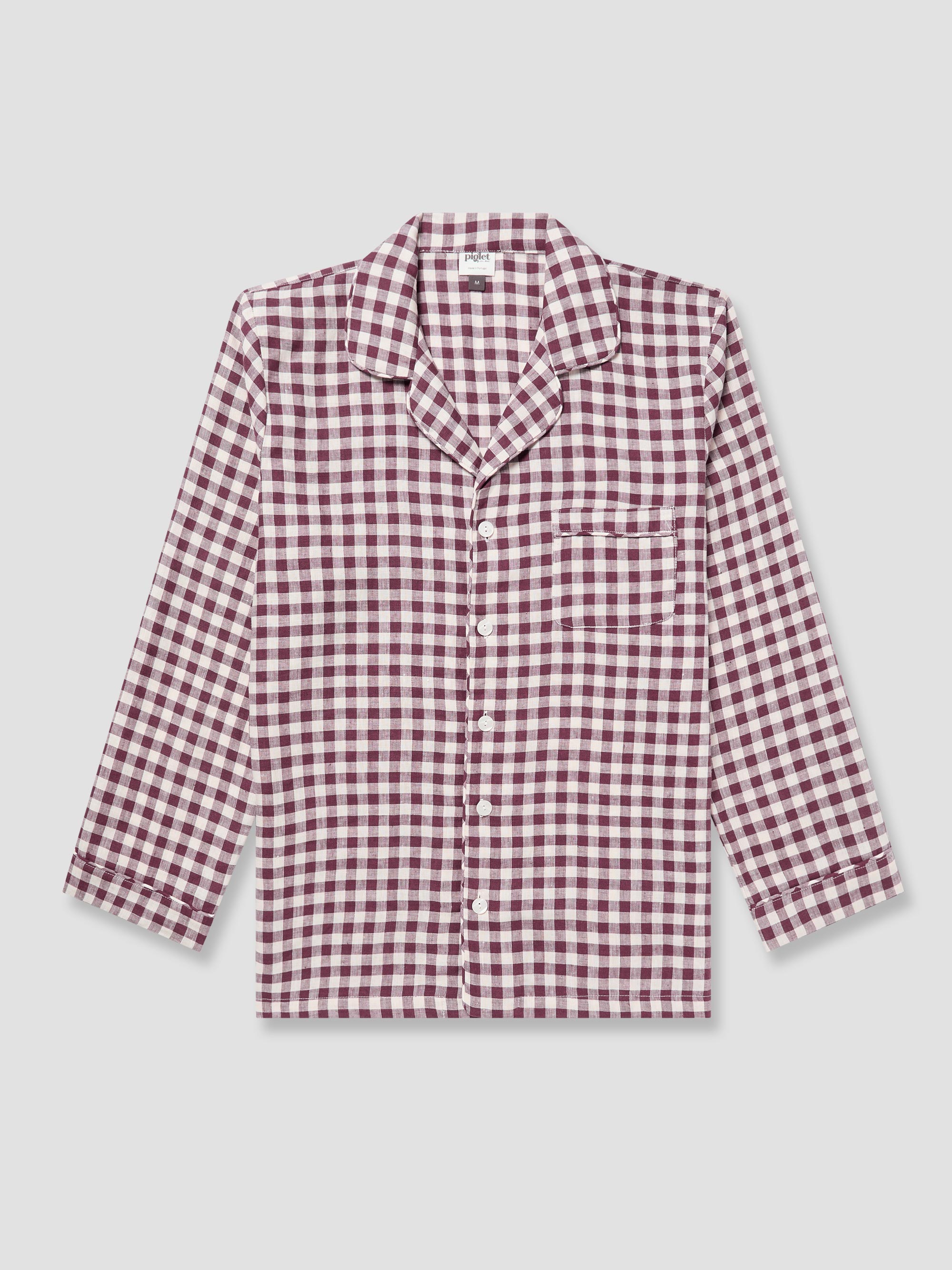 Men's Berry Gingham Pyjama Shirt