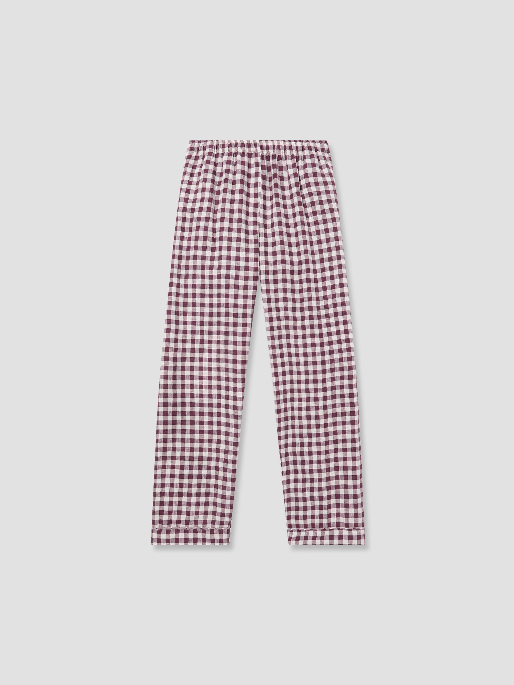 Men's Berry Gingham Pyjama Trouser Set