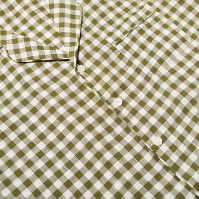 Men's Botanical Green Gingham Linen Pyjama Trouser Set